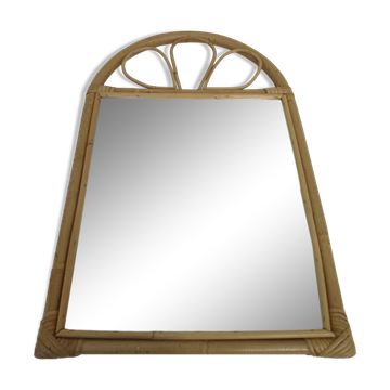 Miroir en bambou et rotin déco vintage, 61x37 cm