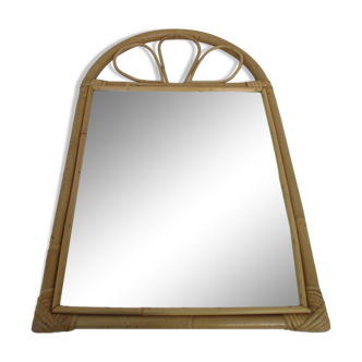 Mirror in bamboo and vintage rattan deco, 61x37 cm