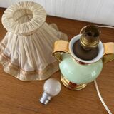 Vintage bedside lamp with green and gold porcelain foot