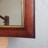 Vintage Cherry Wood Wall Mirror with Gilt Detail & Beveled Glass, 1980
