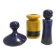 Set of Three Postmodern Blue and Yellow Glazed Vase and Bottles by Parravicini
