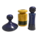 Set of Three Postmodern Blue and Yellow Glazed Vase and Bottles by Parravicini