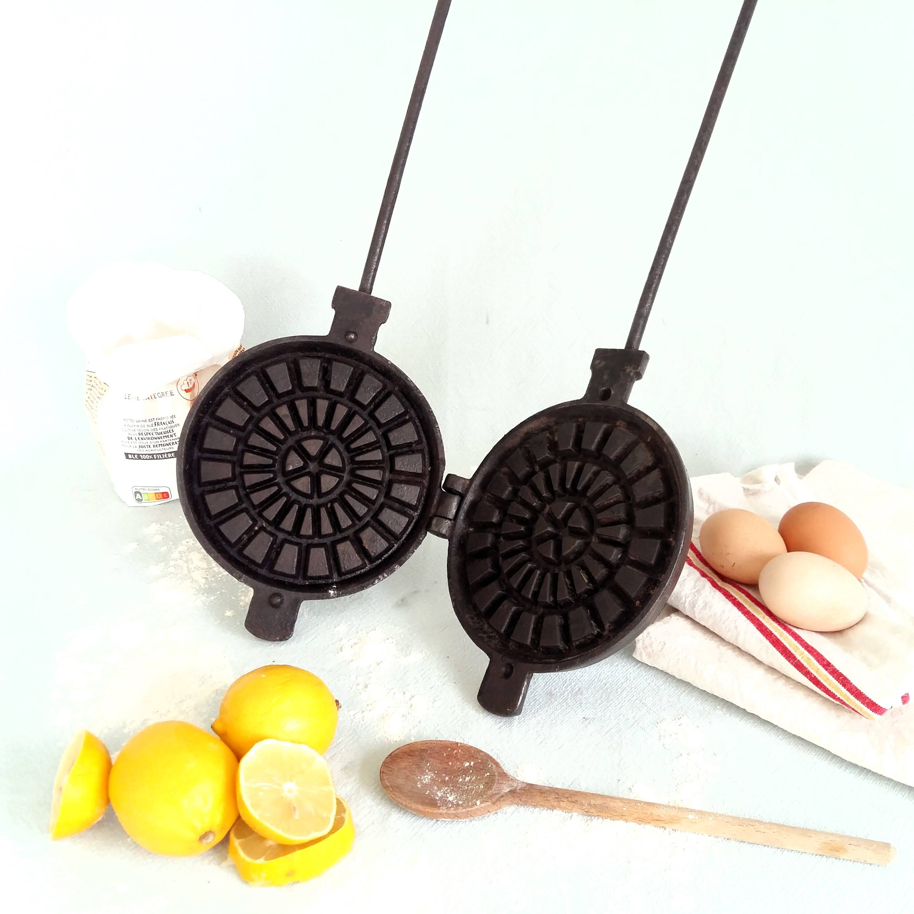 Antique Waffle Iron. French Godin Waffle Maker. Cast Iron Waffle Pan.