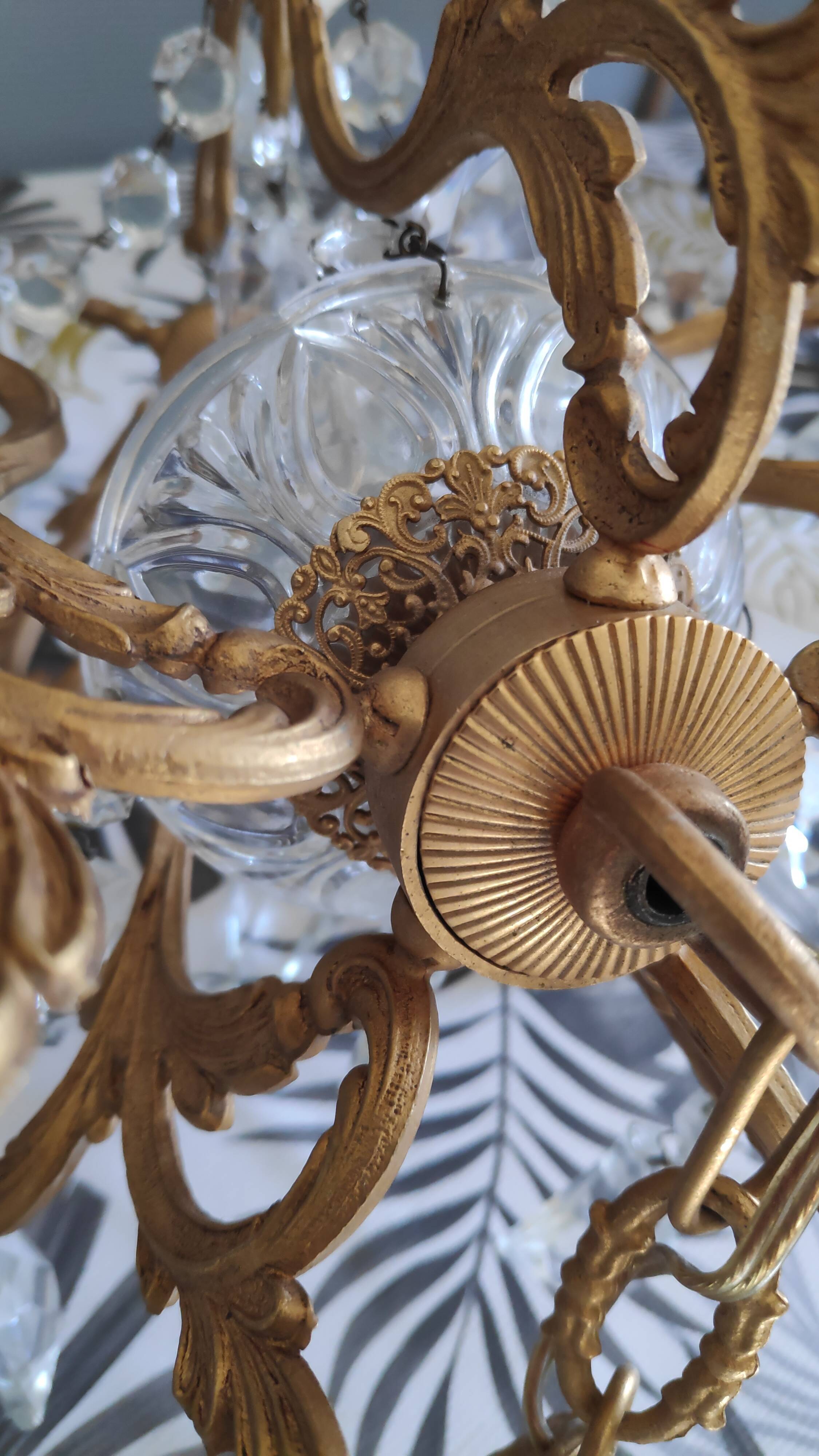 Bronze cage chandelier and crystal grapevines