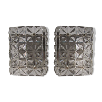 Pair of rectangular wall light in Crystal by Kinkeldey 1960