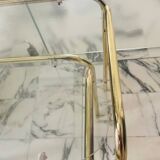 Vintage nesting coffee table in gold-plated metal, brass-style, circa 1970