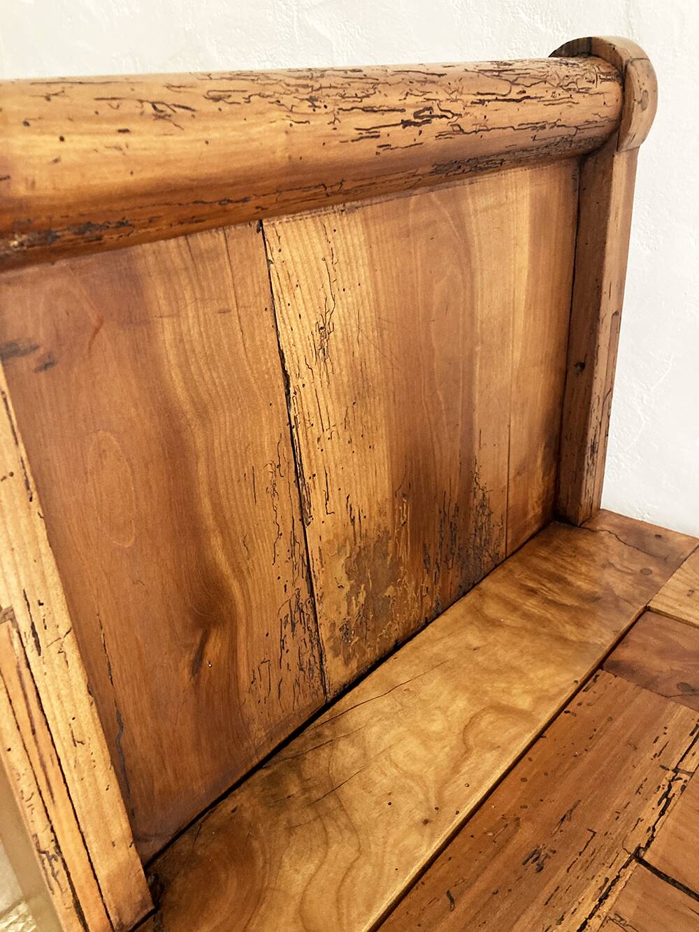 Old solid wood roller chest bench
