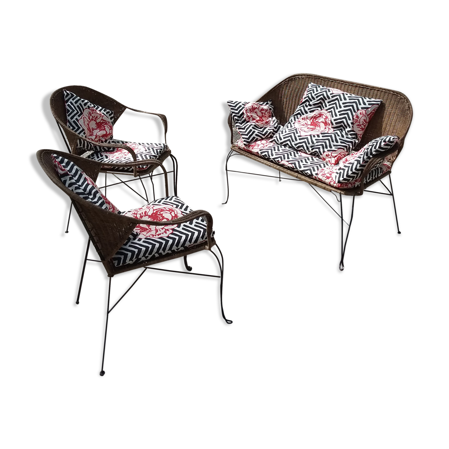 Wicker and iron lounge