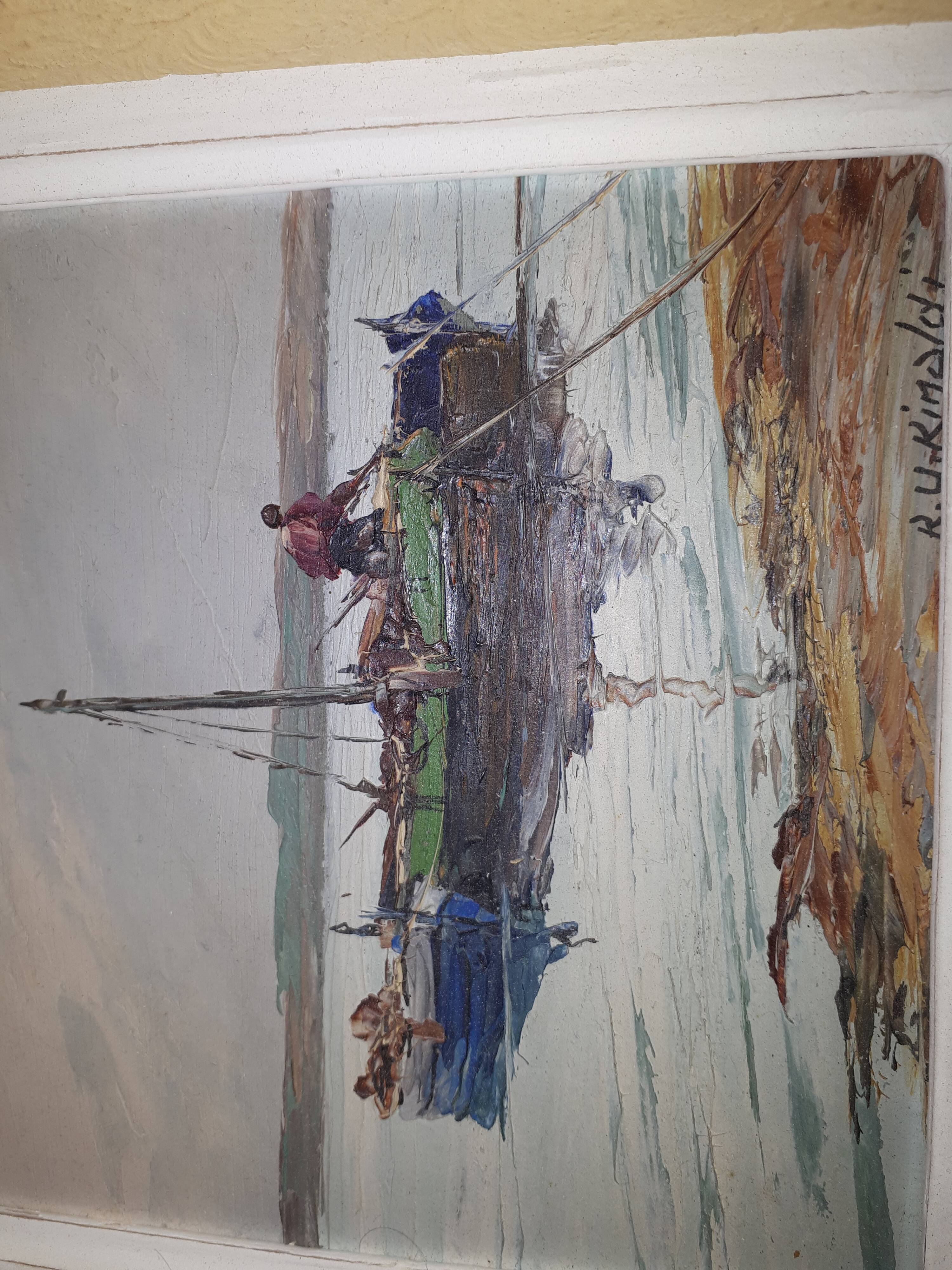 Oil on panel "fishers"