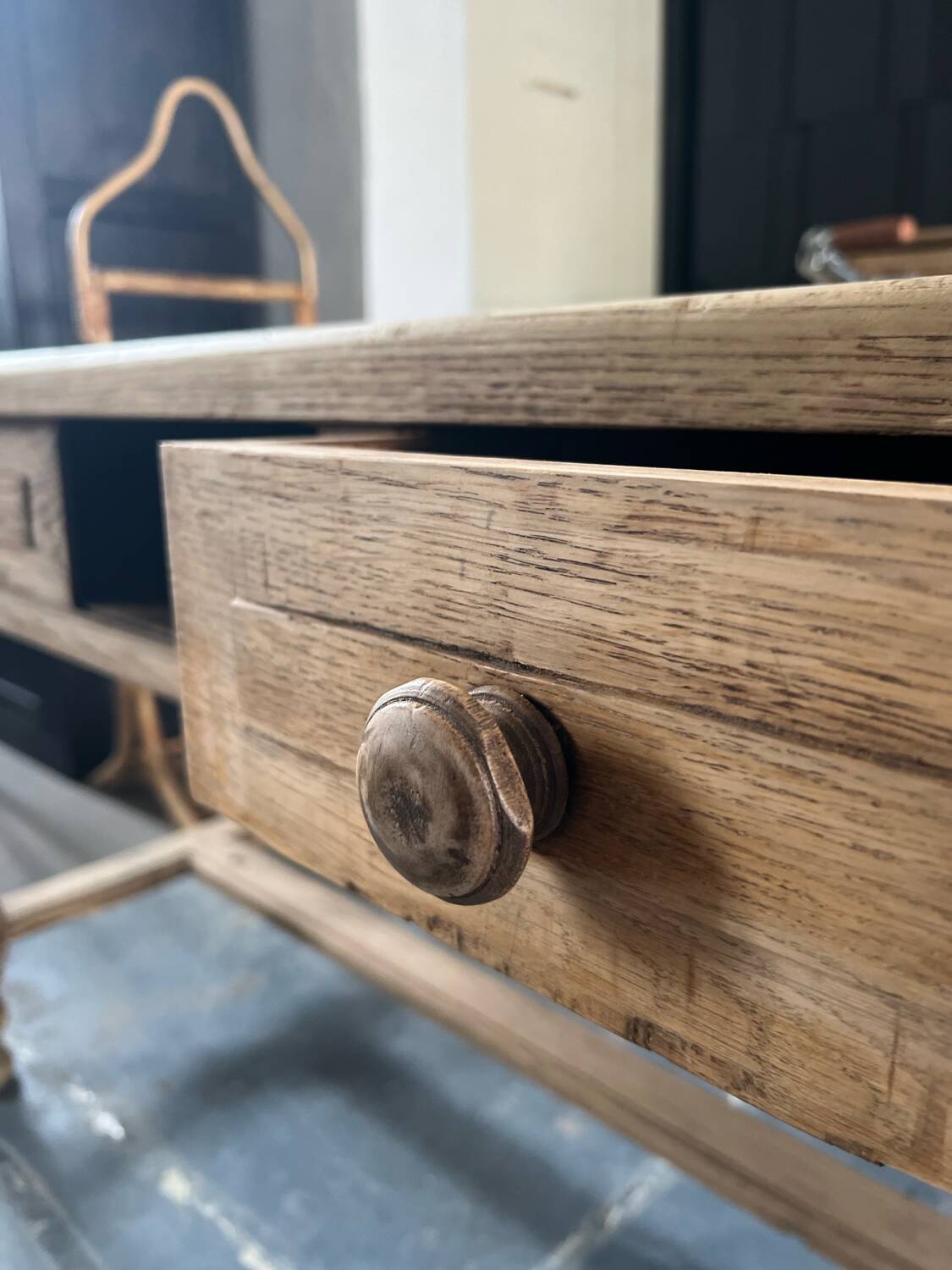 Old 19th century oak farm table