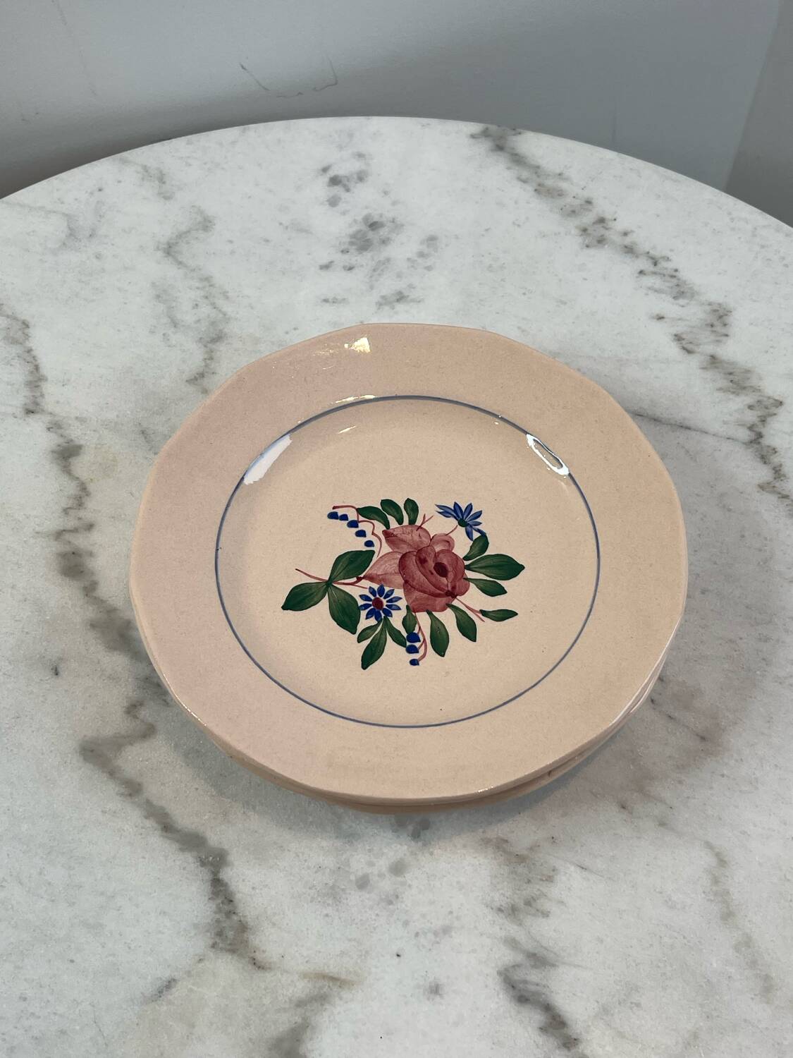 Set of four flat plates Sarreguemines Vosges