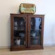 Victorian English mahogany display cabinet, elegant showcase furniture.
