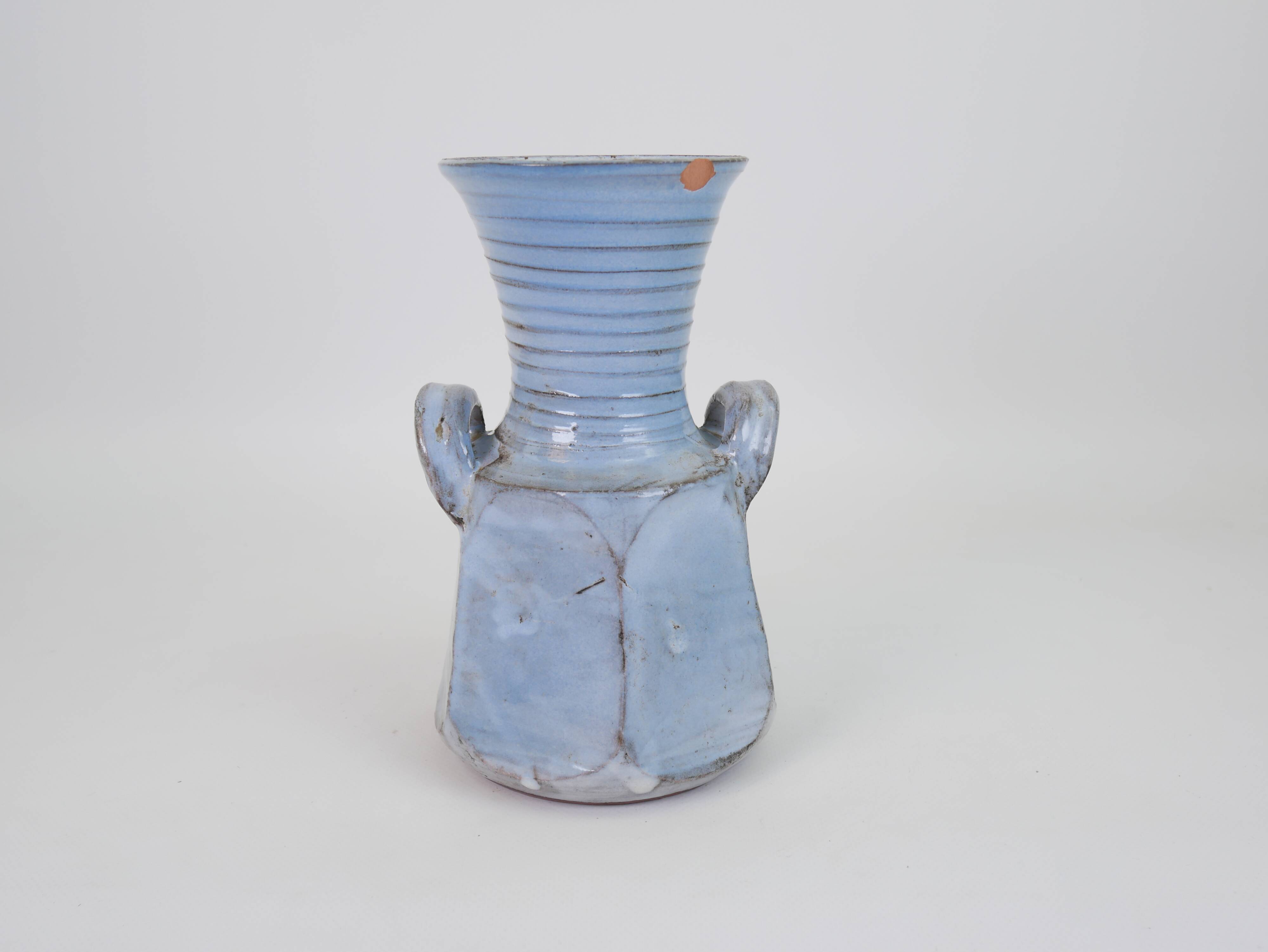 Sky blue glazed ceramic vase