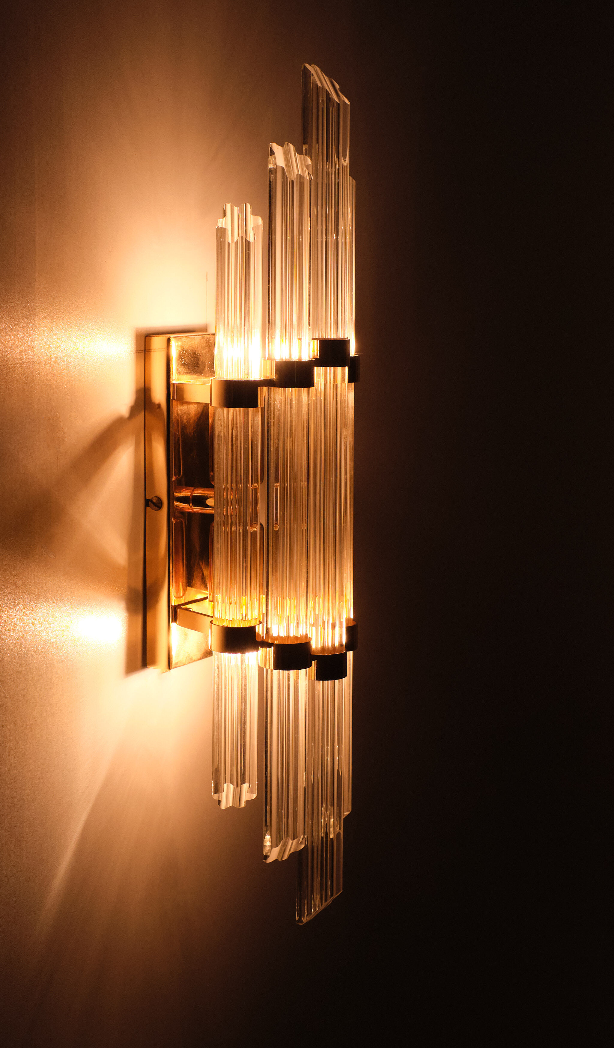 Crystal glass venini wall lamp, 1970s