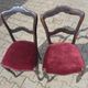 Pair of chairs Napoleon III blackened wood and seat red velvet