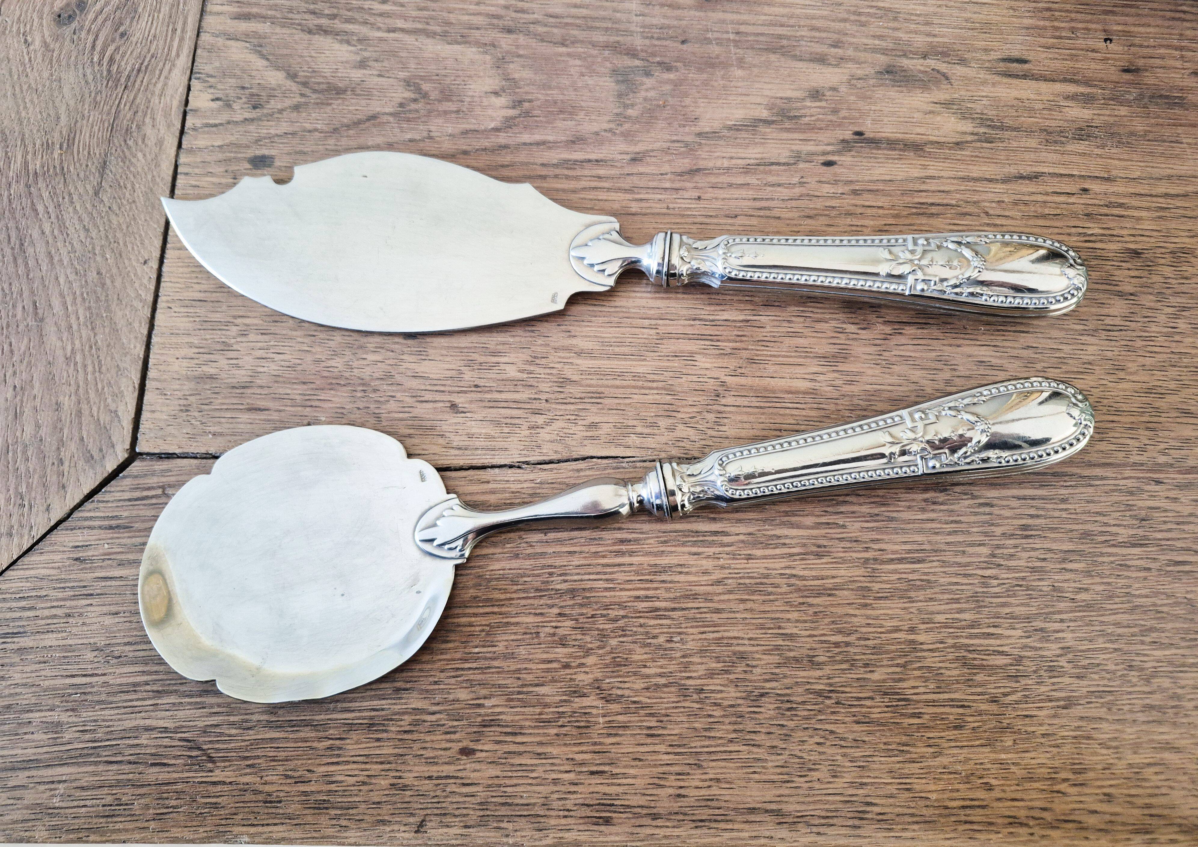 Dessert or ice cream cutlery set, in silver-plated metal.