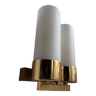 Vintage double wall lamp, brass and opaline, Leuchten Neuhaus Germany 1960