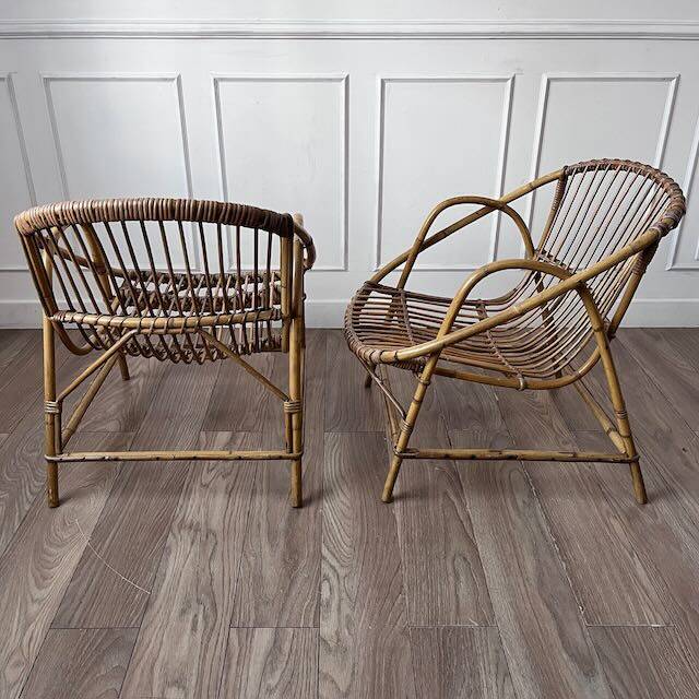 Paire de fauteuils en rotin vintage