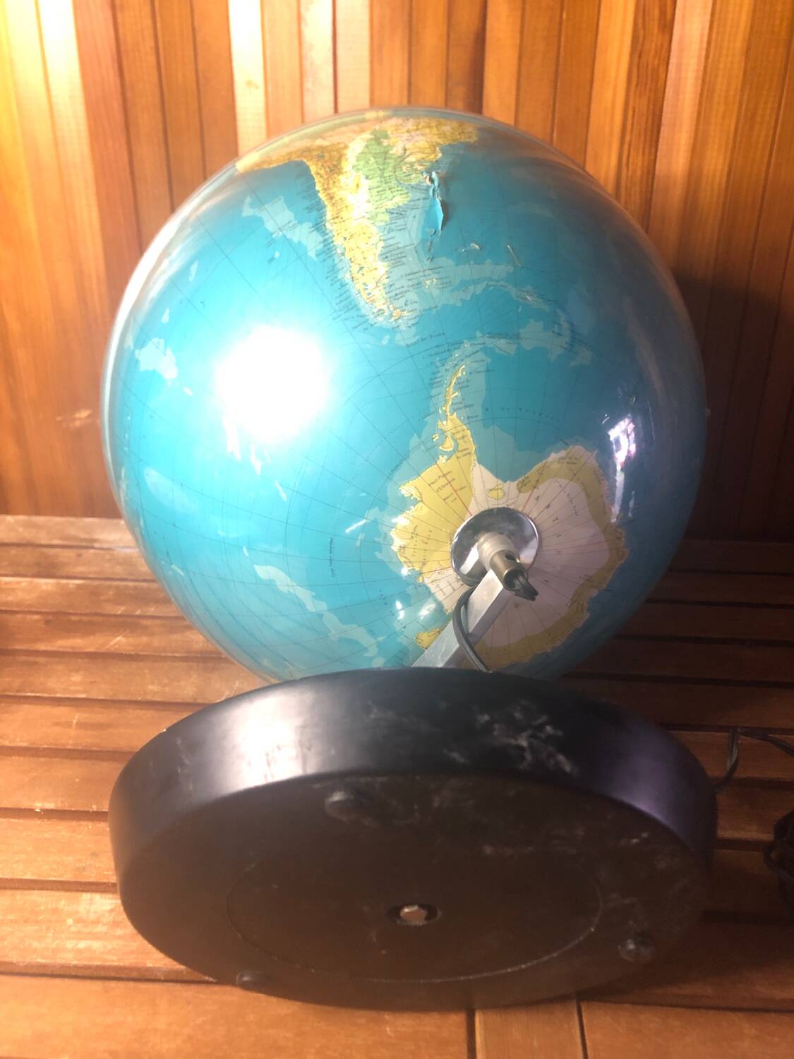 Old world map globe terrestrial grange batelière paris vintage #a356