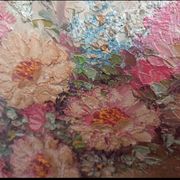 Oil on canvas "Roses" – HELMAN – Vintage Impasto with knife