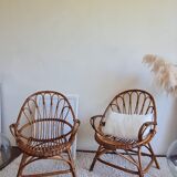 Pair of vintage rattan armchairs