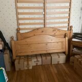 Vintage pine interior bed for two people