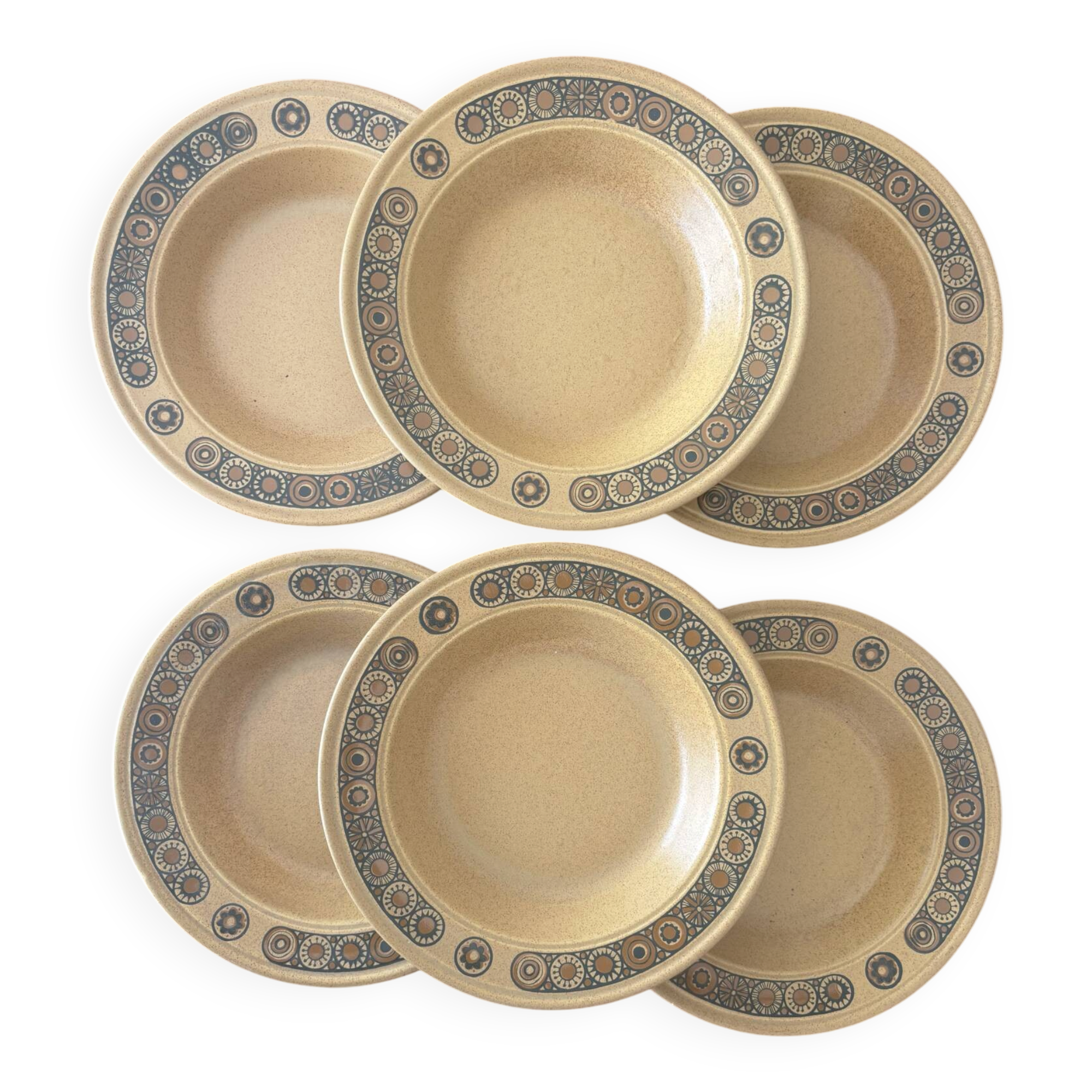 6 assiettes creuses Kiln Craft Bacchus | Grès anglais Staffordshire
