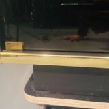 Buffet, meuble Hi-fi laqué noir et laiton par Roche Bobois, circa 1970