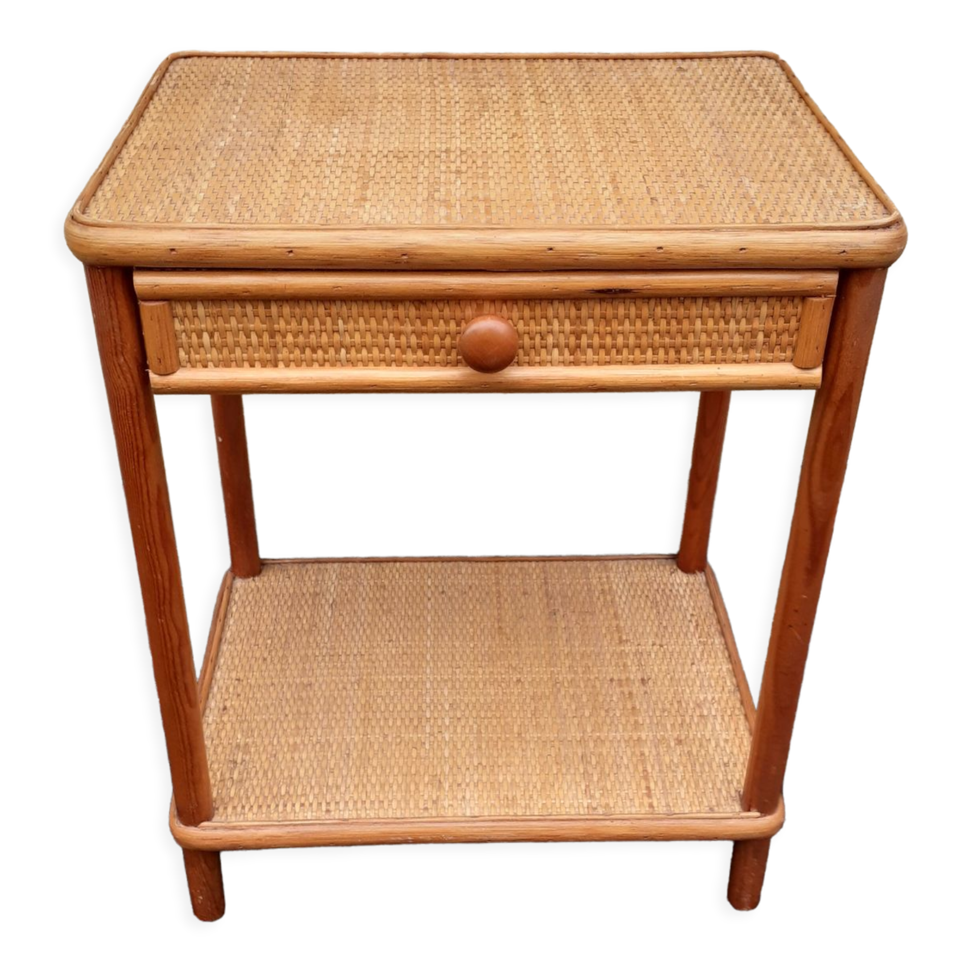 Bamboo bedside and wicker