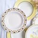 Vintage yellow soup plates from Moulin des Loups, Gien, Sarreguemines