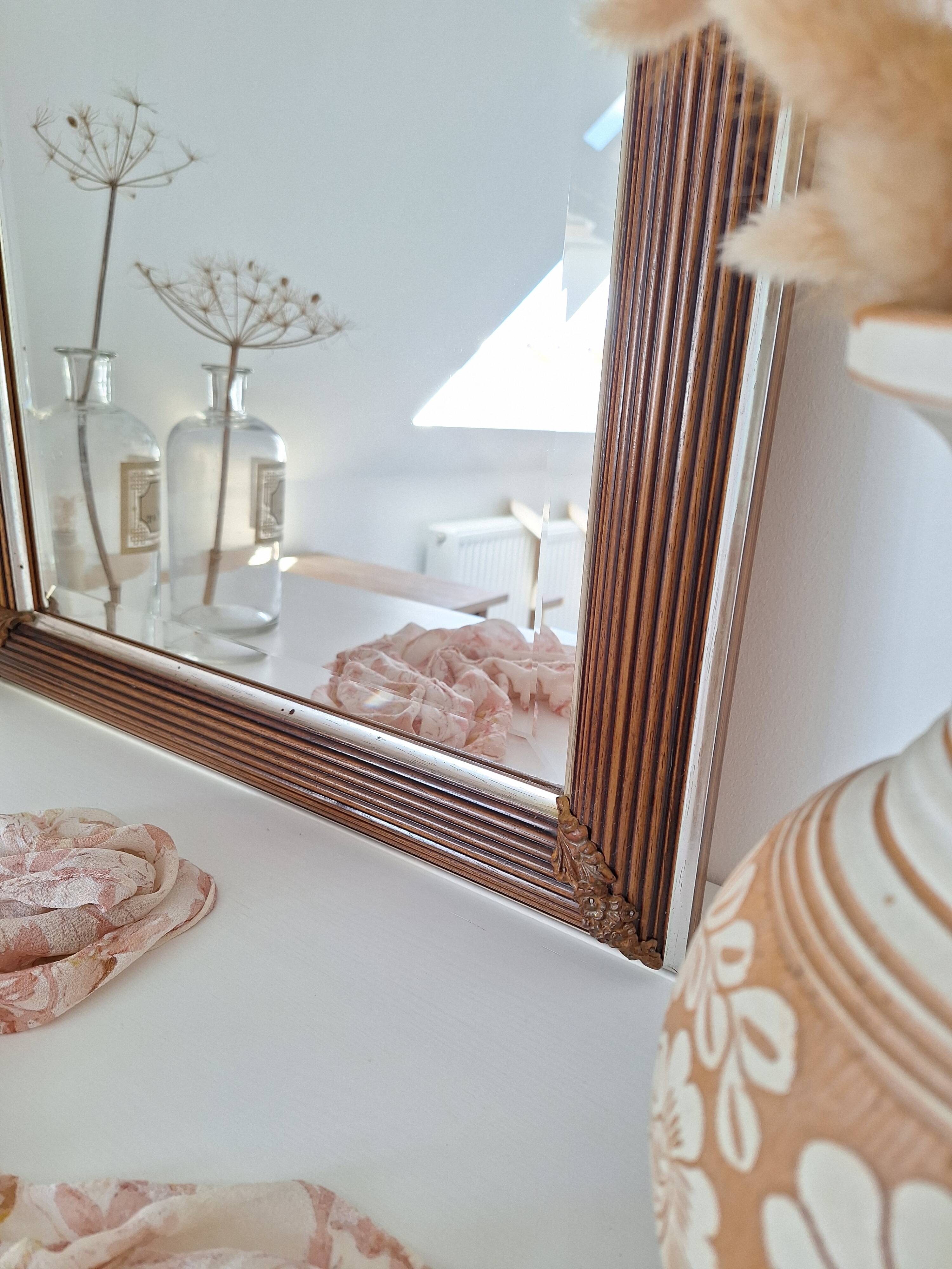 Miroir rectangle doré et bois