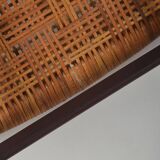 Chaise en teck et rotin, années 60