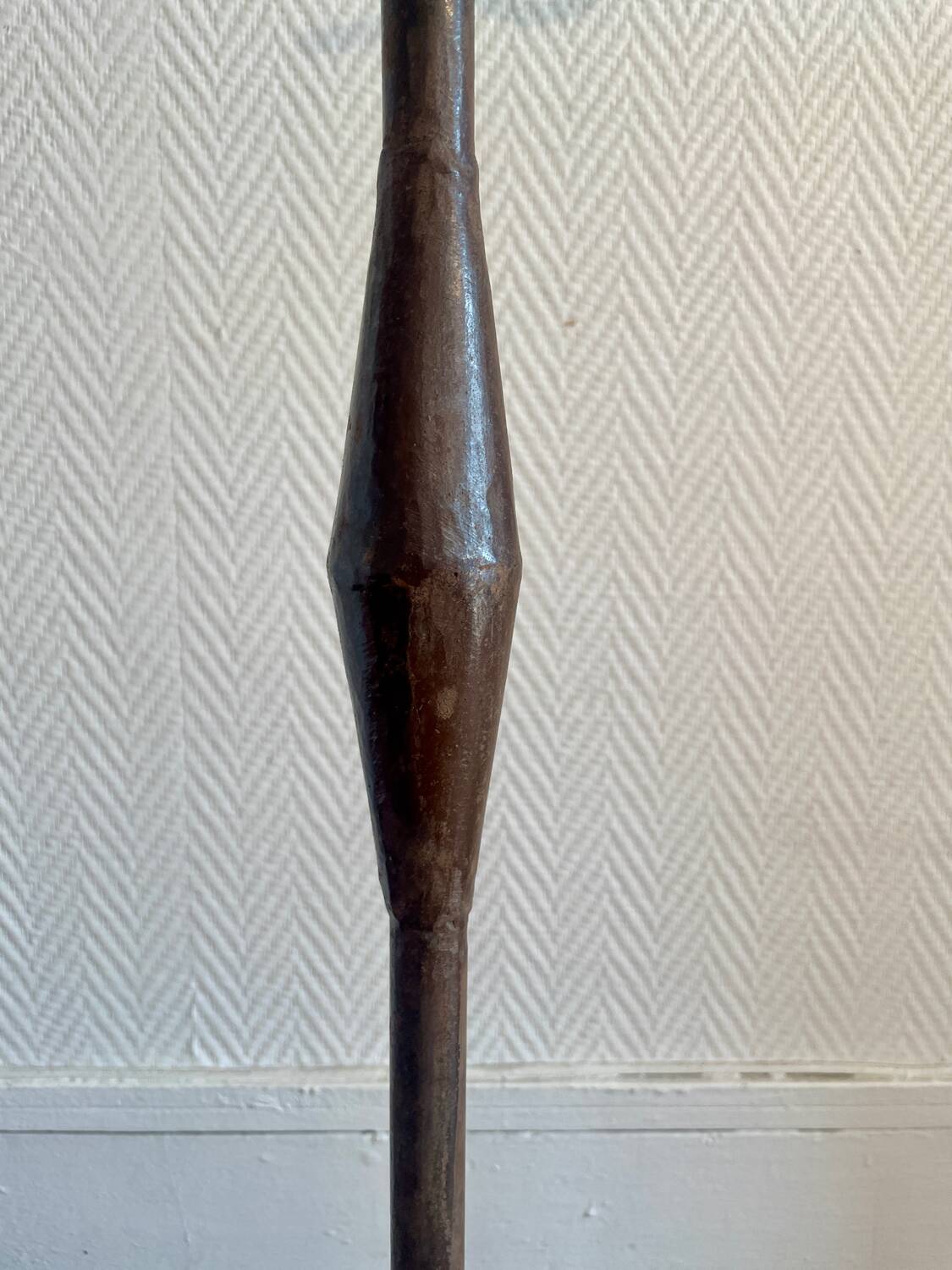 Large standing candlestick in folk art forged metal