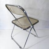 Vintage design folding chair in chrome and smoked polycarbonate