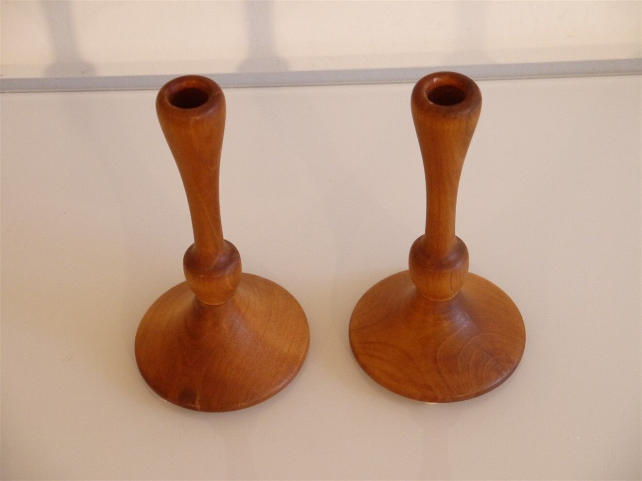 Pair of vintage teak candle holders 1960