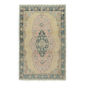 Vintage Handmade Turkish Area Rug with Medallion Design