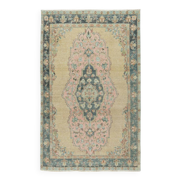 Vintage Handmade Turkish Area Rug with Medallion Design