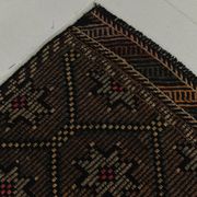 Tapis Kilim Vintage Noir et Brun à Motifs Géométriques, 183x297 Cm