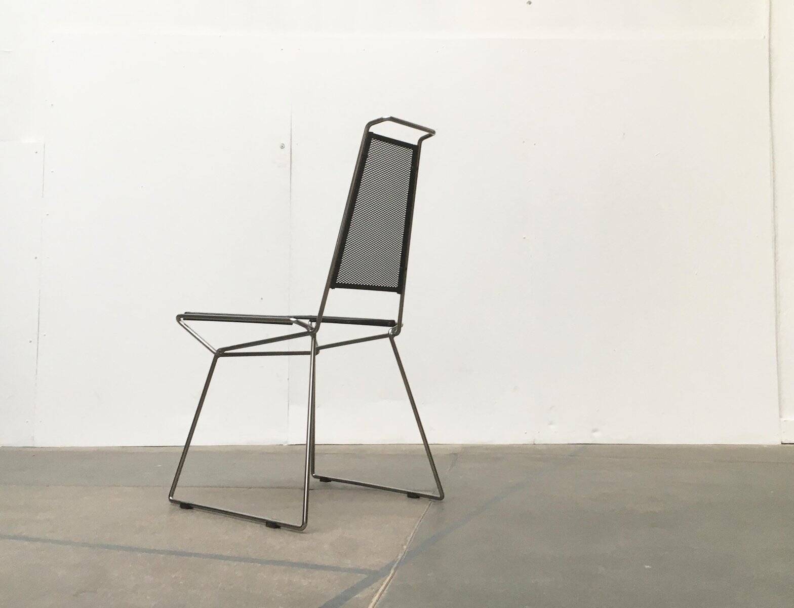 Postmodern vintage metal side chair by Rolf Rahmlow, 1980s