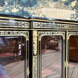 Large Sideboard Or Low Bookcase In Boulle Marquetry, Blackened Wood, Napoleon III Period