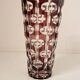 Vase cristal bohème en verre taillé rubis vintage