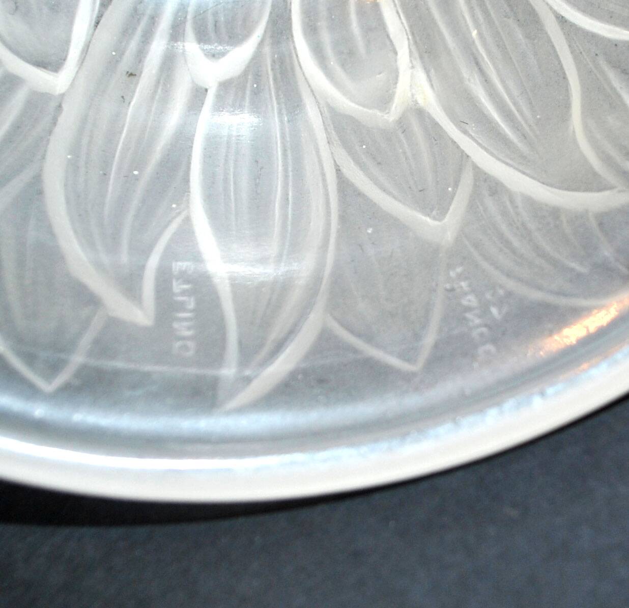 ART DECO molded glass cup signed Etling France