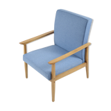 Vintage armchair 1970s, fully refubrished, blue fabric