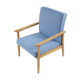 Vintage armchair 1970s, fully refubrished, blue fabric