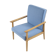 Vintage armchair 1970s, fully refubrished, blue fabric