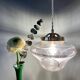 Vintage art deco globe pendant lights in white and gold frosted glass
