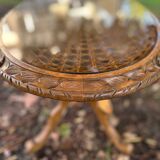 Table basse en bois et cannage