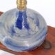 Blue sandstone lamp, raffia lampshade, 1960s