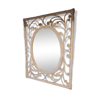 Vintage mirror in rattan and wicker