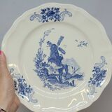 8 Large Vintage Sarreguemines Flanders and Surrey Dinner Plates, White Decor